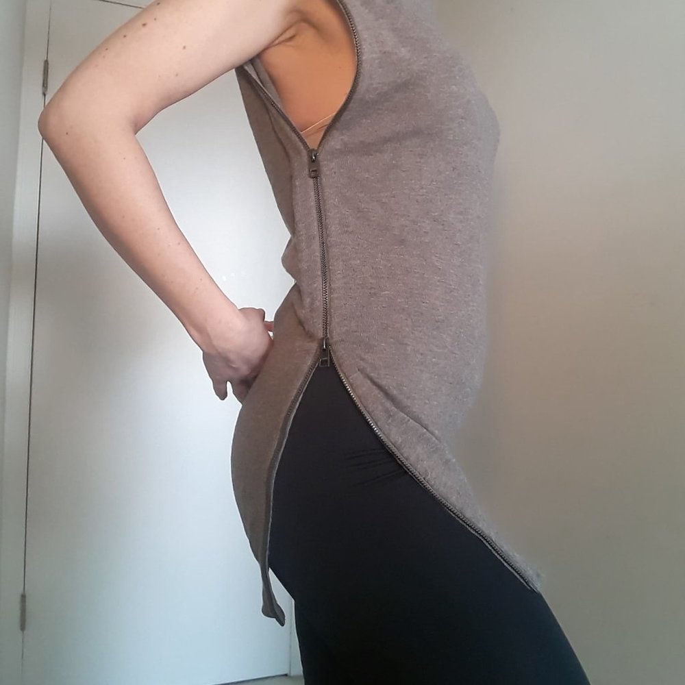 ALL SAINTS - Camel Brown Tunic Turtleneck KANINDA Dress Top with Zippered Sides - Picture 5 of 15